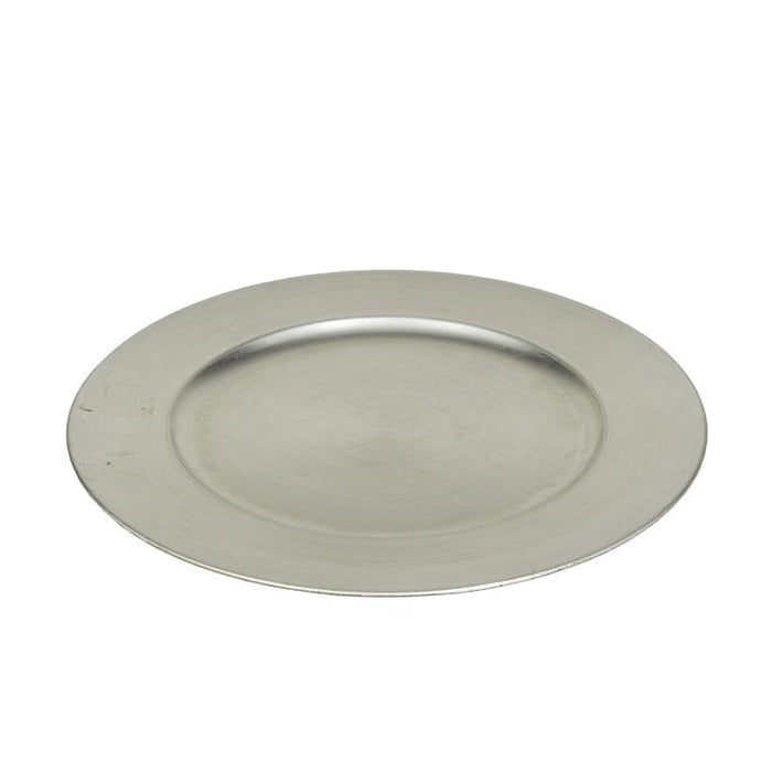 1 PIECE SILVER MELAMINE CHARGER,