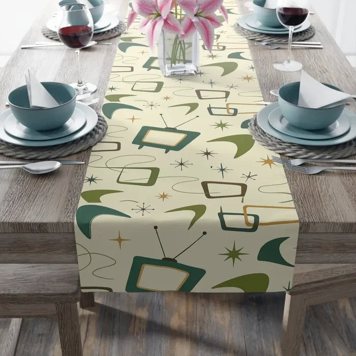 1950s 60s Retro Table Runner in 2 Sizes - Midcentury Home Decor - retro table linen
