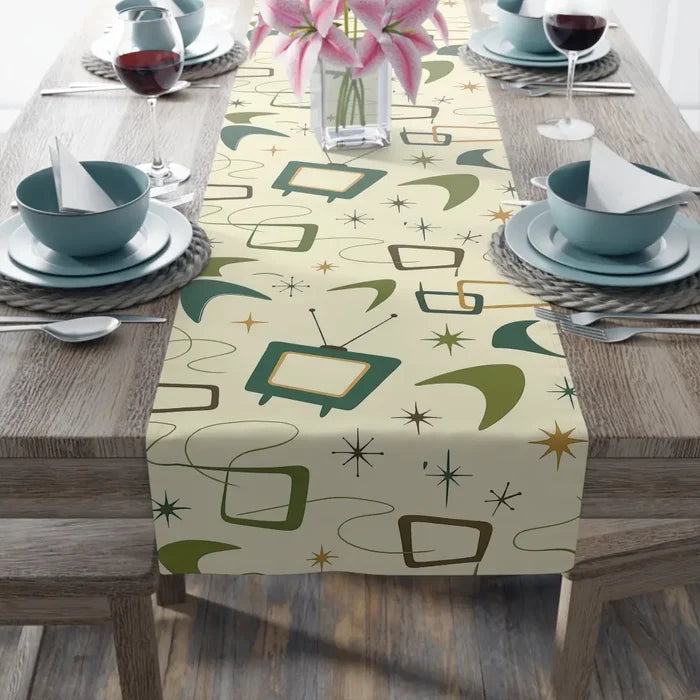 1950s 60s Retro Table Runner in 2 Sizes - Midcentury Home Decor - retro table linen