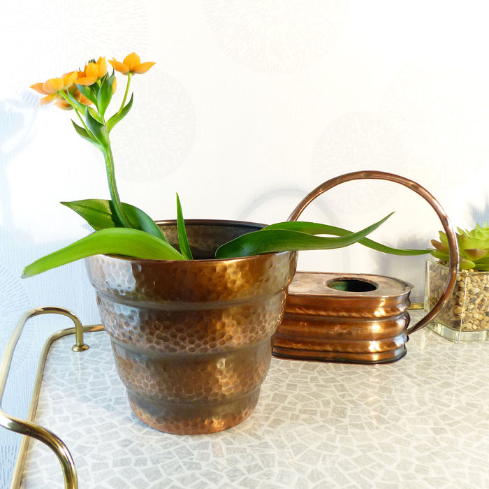 1960s Hammered Midcentury Copper Planter Pot – Vintage Flower Pot