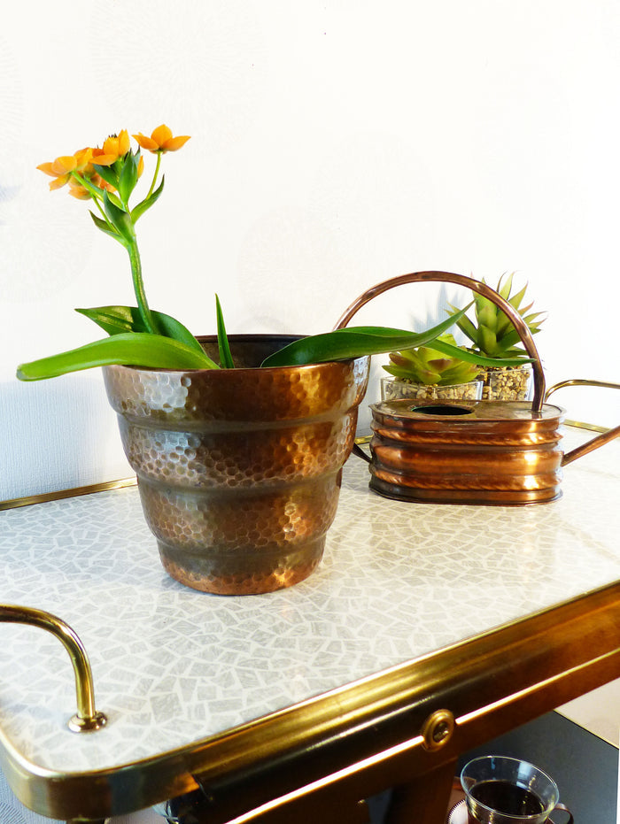 1960s Hammered Midcentury Copper Planter Pot – Vintage Flower Pot