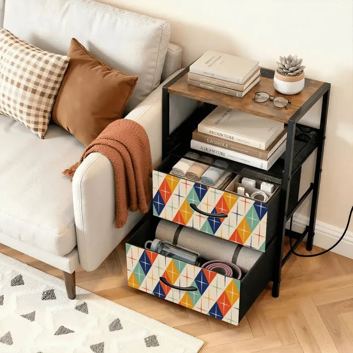 1960s Midcentury Modern Retro Nightstand with USB & AC Outlets - retro bedside table