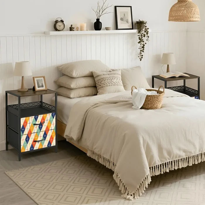 1960s Midcentury Modern Retro Nightstand with USB & AC Outlets - retro bedside table