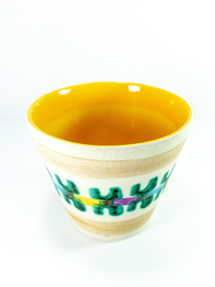 1960s WESTGERMAN midcentury POTTERY PLANTER beige green yellow