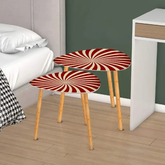 1970s Retro Nesting Coffee Table Set: Midcentury Sunburst Side Tables - One Size - retro nesting tables