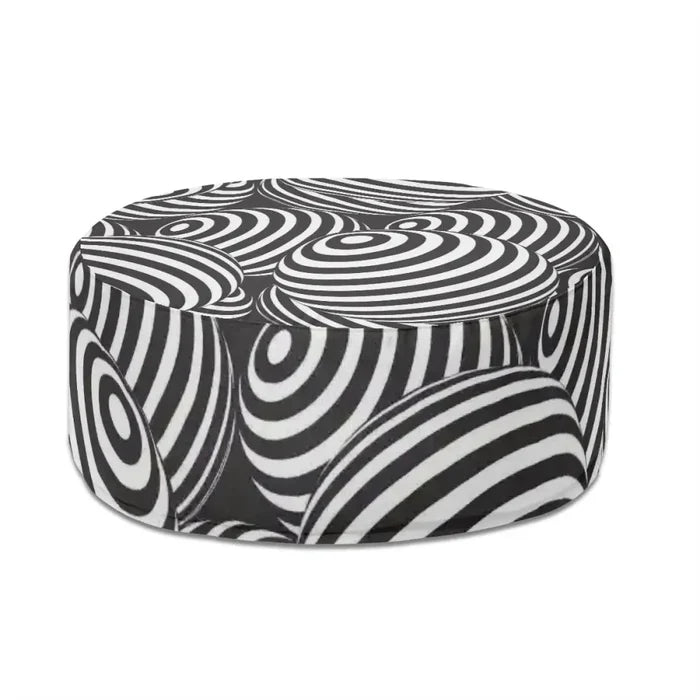 1980s Retro Inflatable Retro Ottoman – Black White Footstool Seat - pouf