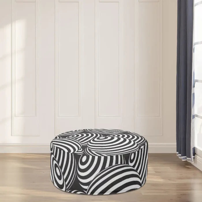 1980s Retro Inflatable Retro Ottoman – Black White Footstool Seat - pouf