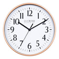 404-3025C 10-inch Basic Decor Wall Clock with Copper metallic design frame white dial with black numbers and hour, minute and second hands