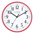 404-3025R 10-inch Basic Decor Wall Clock with Red frame, white dial with black numbers and hour, minute, and second hands