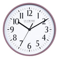 404-3025RR 10-inch Basic Decor Wall Clock with Ruby Red Rose frame, white dial with black numbers and hour, minute, and second hands