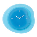 Head-on image of the 404-3039BL 15.2-inch Drift Wall Clock – Blue. The clock features an open face multi-layered design with drifting contours, metal hands, and raised number markings in white.