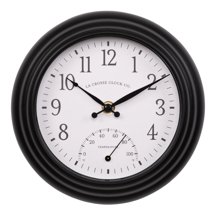 433-3020B 8-inch Indoor/Outdoor Colby Wall Clock with Temperature