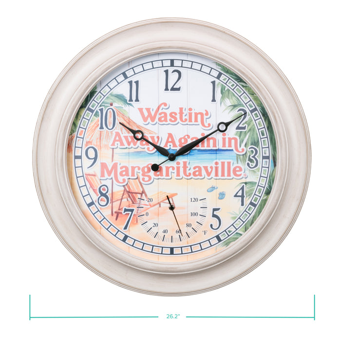 433-3267MVT 26.2-inch Margaritaville Indoor/Outdoor Wall Clock