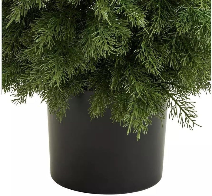 4ft Potted Conifer Artificial Christmas Tree | Realistic Outdoor Indoor Xmas Tre
