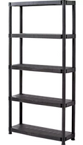5 Tier Plastic Shelving Unit | Storage Rack for Garage Shed or Home Organization