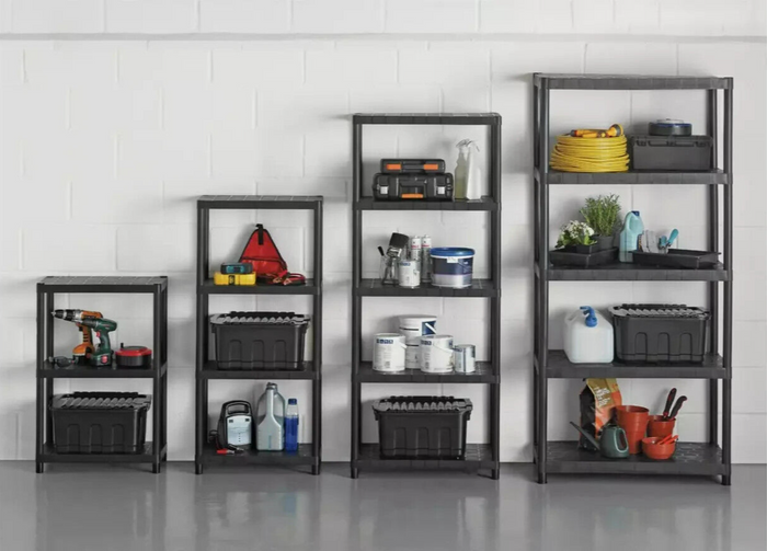 5 Tier Plastic Shelving Unit | Storage Rack for Garage Shed or Home Organization