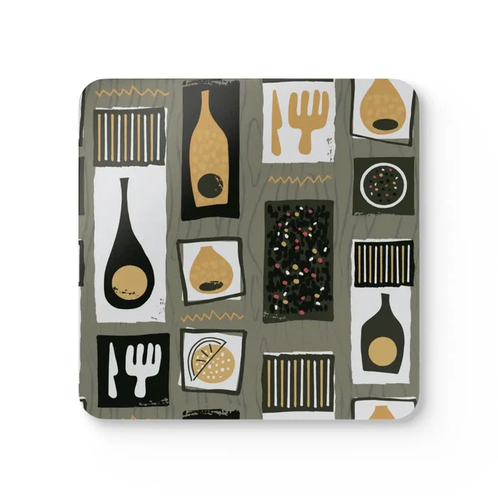 50s Midcentury Corkwood Coaster Set | Atomic Retro Home Decor - retro coaster