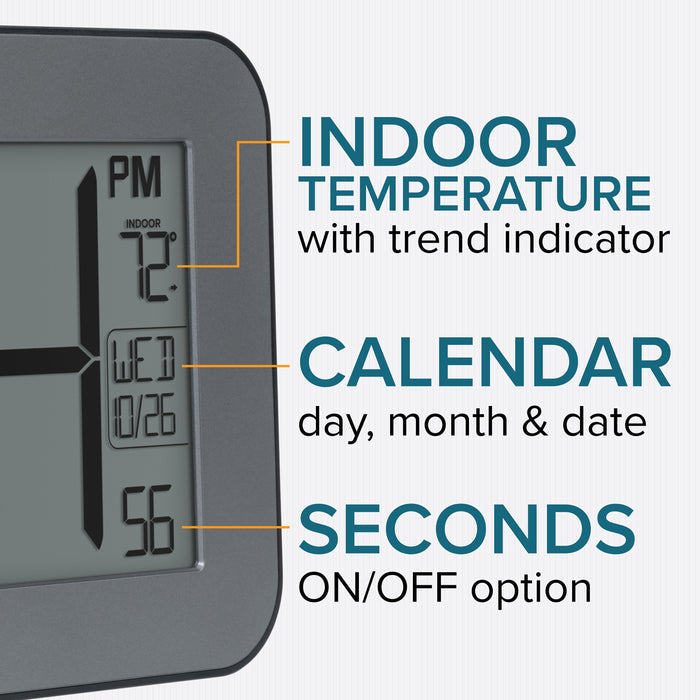 513-1416 atomic digital wall clock temperature calendar