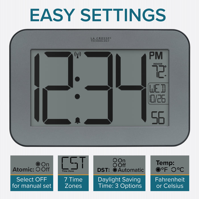 513-1416 atomic digital wall clock easy to set