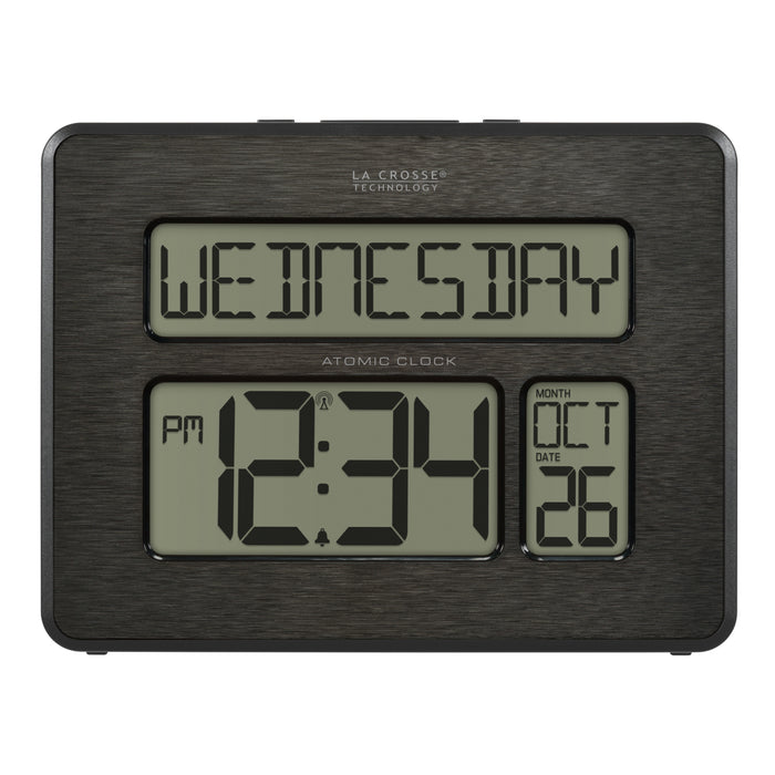 513-1419C Atomic Digital Wall Clock with Calendar and Indoor Temperature