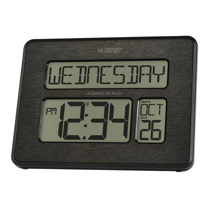 513-1419C Atomic Digital Wall Clock with Calendar and Indoor Temperature