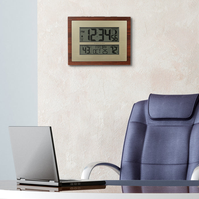 513-23137 Atomic Digital Wall Clock with Moon Phase