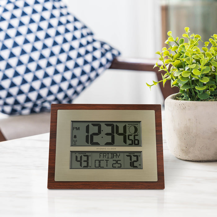 513-23137 Atomic Digital Wall Clock with Moon Phase