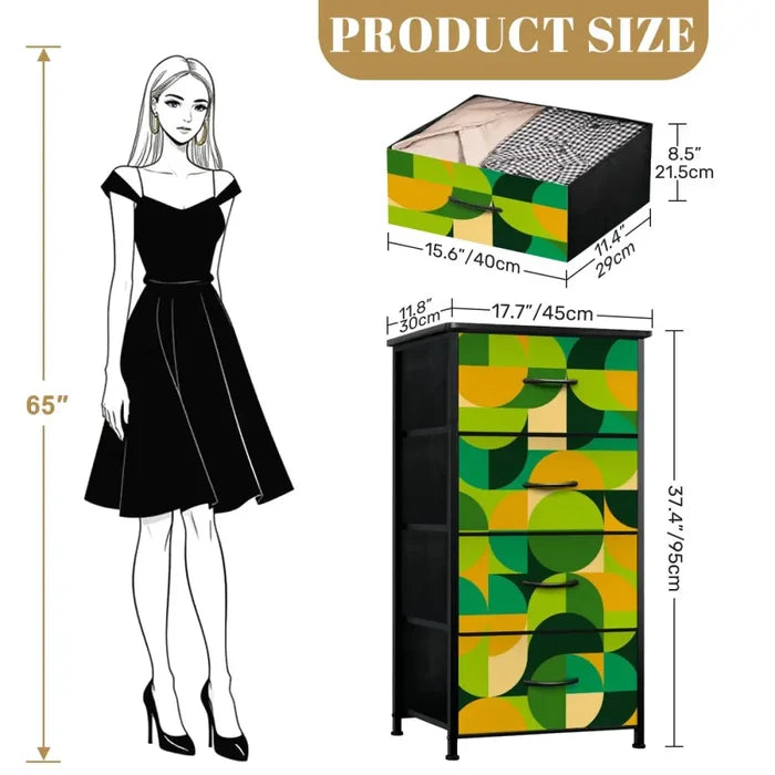 60s 70s Vintage Retro Dresser: Green Orange Black Midcentury Modern - One Size - retro dresser