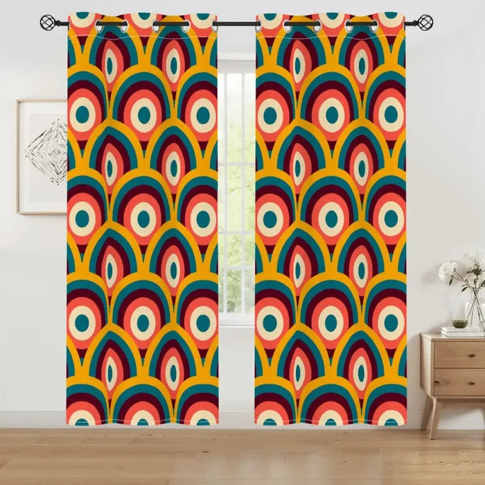 60s Midcentury Modern Grommet Curtains: Retro Blackout Drapes - 50’’x84’’x2pcs - retro curtains