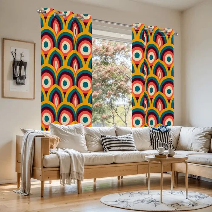 60s Midcentury Modern Grommet Curtains: Retro Blackout Drapes - retro curtains