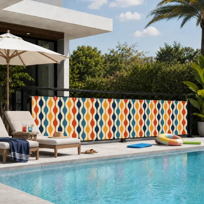 60s Retro Garden Privacy Screen – Waterproof Patio & Railing Cover - Retro Privacy Screen