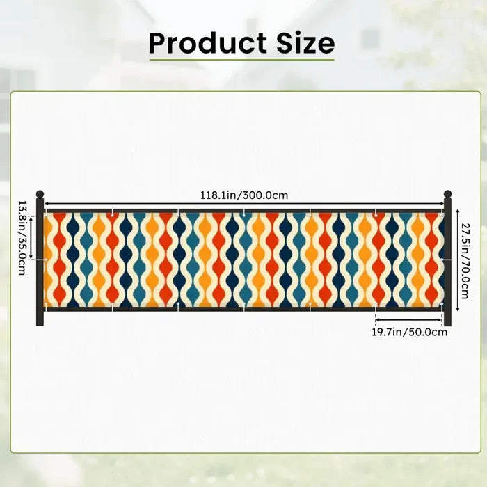 60s Retro Garden Privacy Screen – Waterproof Patio & Railing Cover - Retro Privacy Screen