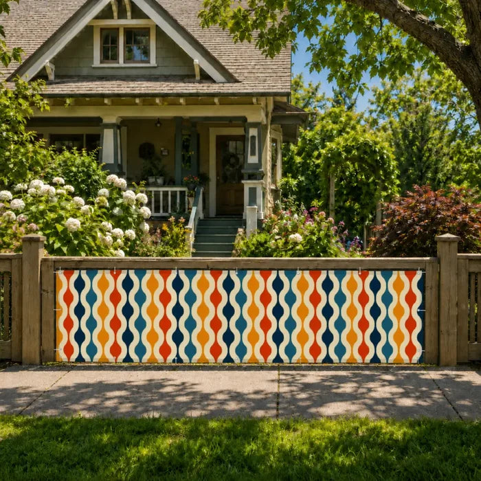 60s Retro Garden Privacy Screen – Waterproof Patio & Railing Cover - Retro Privacy Screen