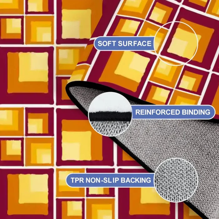 60s Retro Geometric Area Rug 12x9 ft – Large Midcentury Non-Slip Carpet - retro rug