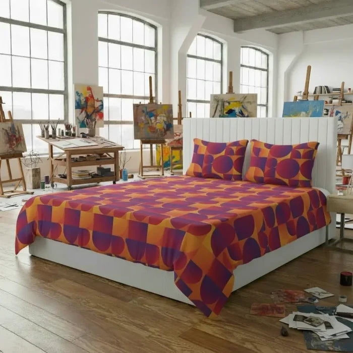60s Retro Pattern Quilt Cover Set – Midcentury Bedding in 4 Sizes - retro bedding