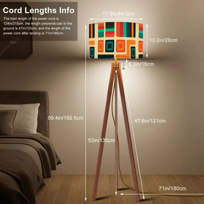 60s Retro Wooden Tripod Floor Lamp: Mid-Century Modern Smart LED & Linen Shade - retro floor lamps
