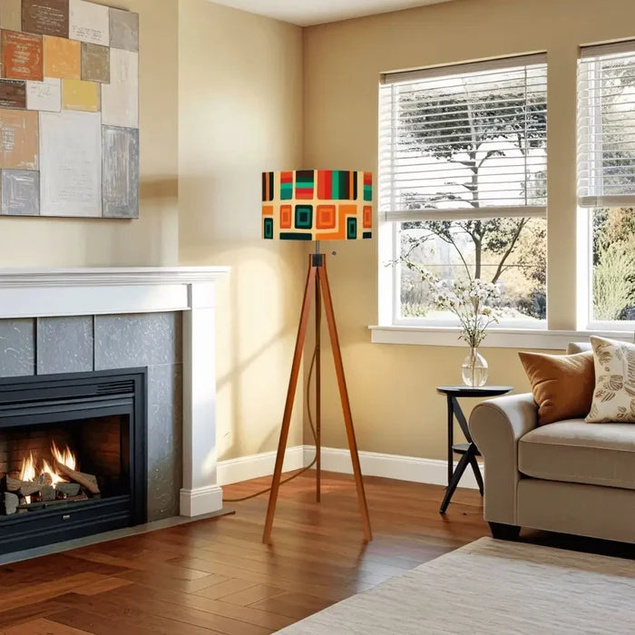 60s Retro Wooden Tripod Floor Lamp: Mid-Century Modern Smart LED & Linen Shade - retro floor lamps