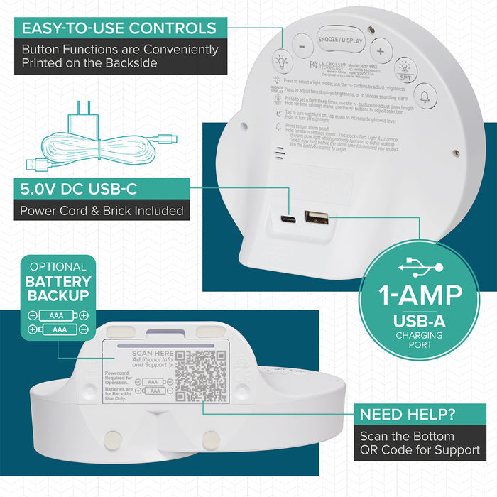 617-1412 L'Eclipse Light Assist Digital Alarm Clock with Glow Light