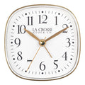617-379W Square Analog Alarm Clock with Silent Sweep – White