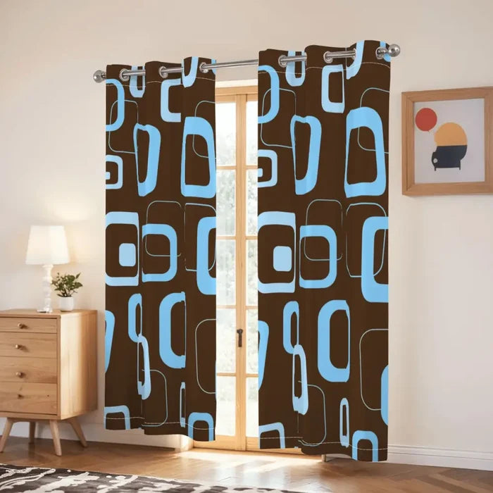 70s Brown Blue Retro Bedding – Midcentury Quilt Cover Set in 4 Sizes - retro bedding
