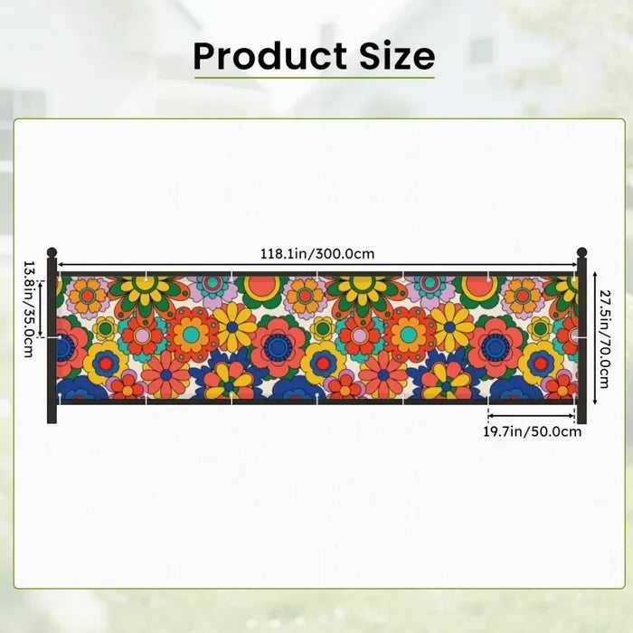 70s Floral Outdoor Balcony Cover – Retro Waterproof Fence Privacy Screen - Retro Privacy Screen