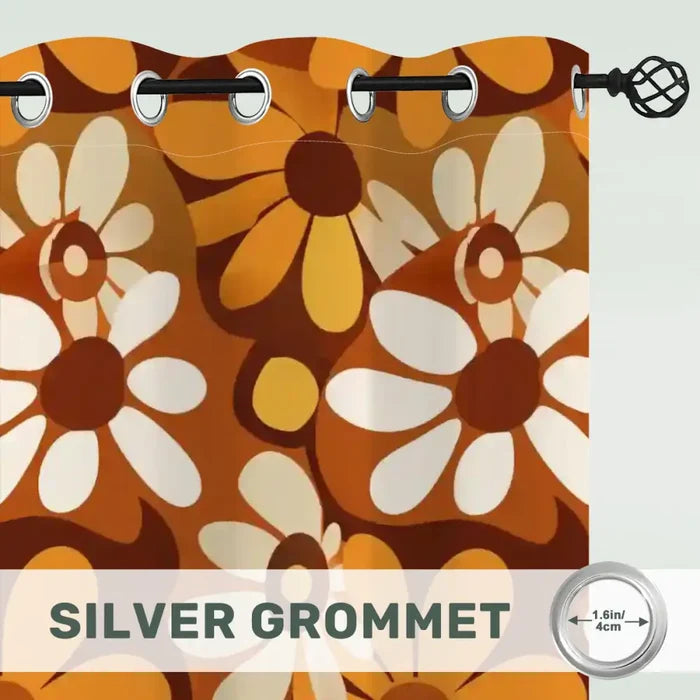 70s Flower Power Blackout Panels: Midcentury Retro Curtains - retro curtains