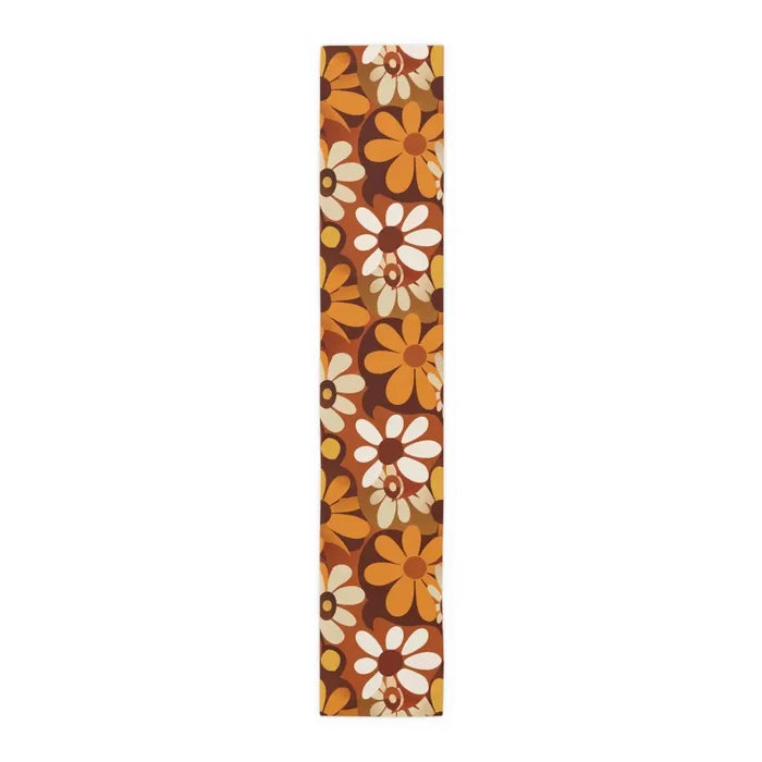 70s Flower Power Table Runner in 2 Sizes - Retro Midcentury Modern Decor - 16’’ × 90’’ / Polyester - retro table linen