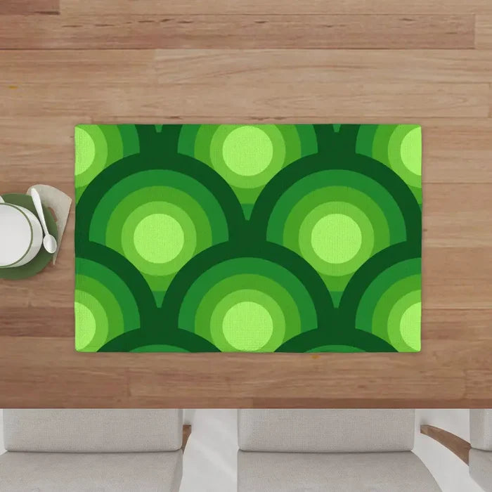 70s Green Midcentury Modern Placemats – Double Sided Retro Table Mats - retro table linen