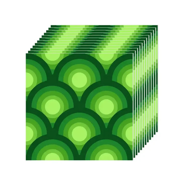 70s Green Retro Stick & Peel Kitchen Wall Panel Kit: Waterproof PVC Tiles - retro wallpaper