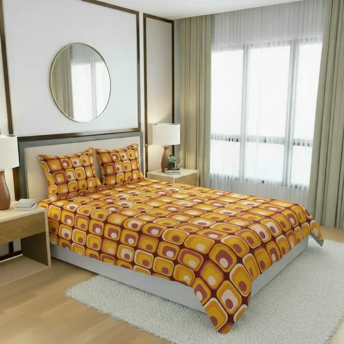 70s Orange Brown Retro Bedding in 4 Sizes – Midcentury Quilt Cover Set - retro bedding
