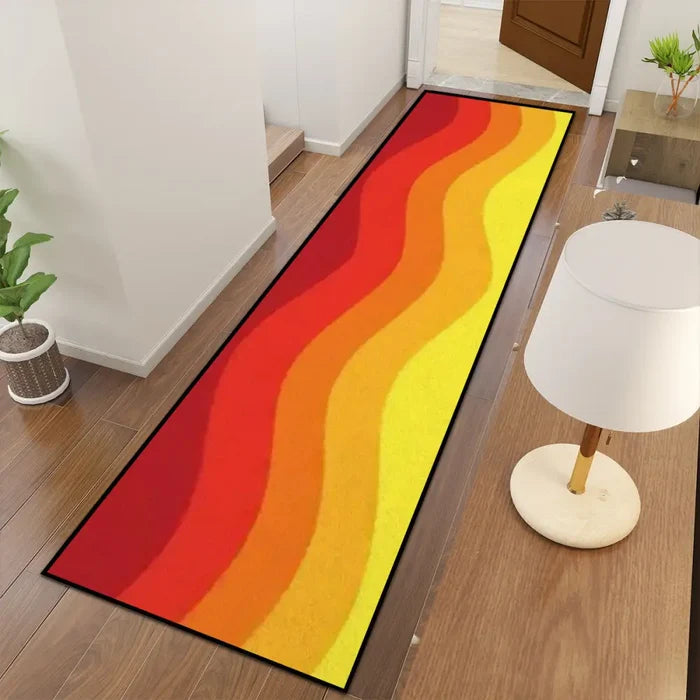 70s Orange Red Retro Runner Rug | Midcentury Style Floor Runners - retro runner