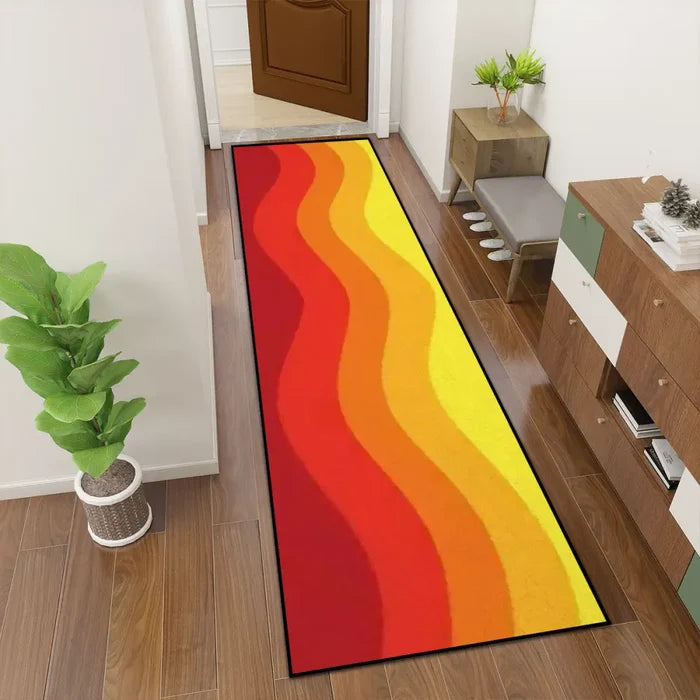 70s Orange Red Retro Runner Rug | Midcentury Style Floor Runners - retro runner