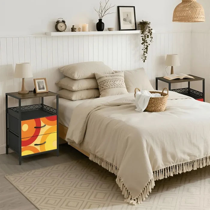 70s Retro Bedside Table Cabinet with Integrated Power Access - Home Accessories