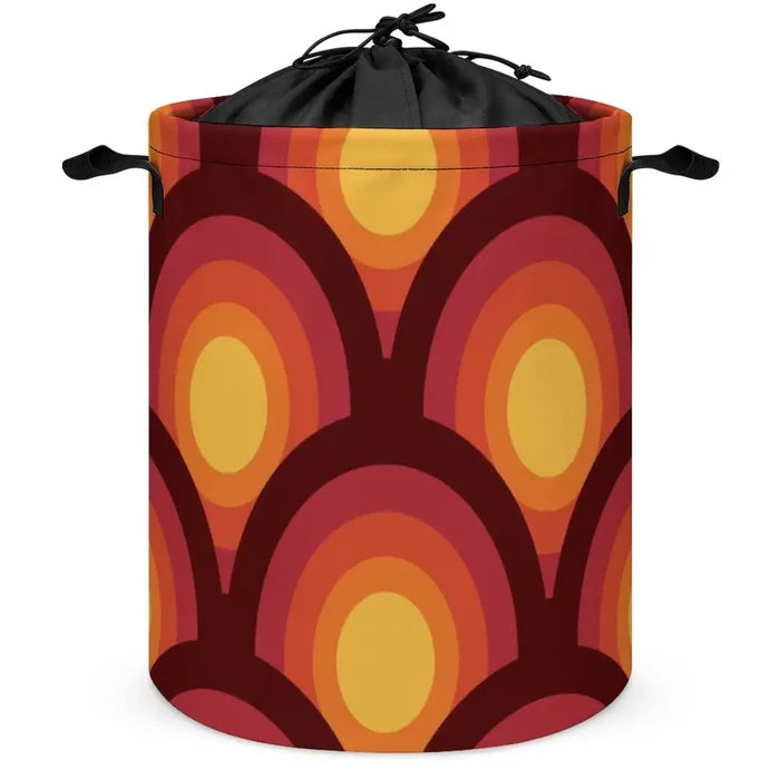 70s Retro Collapsible Laundry Hamper – Midcentury Storage Basket - retro laundry
